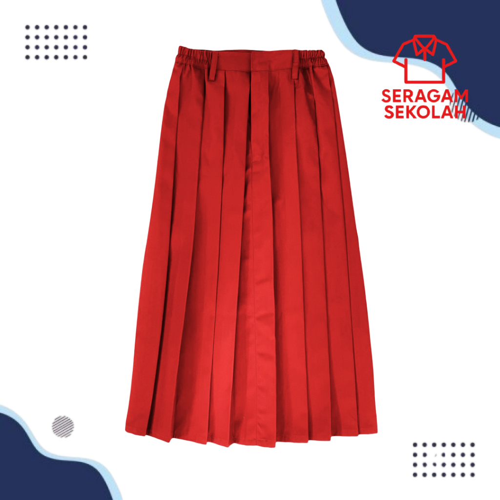Rok Sekolah SD Merah Rampel Panjang American Drill