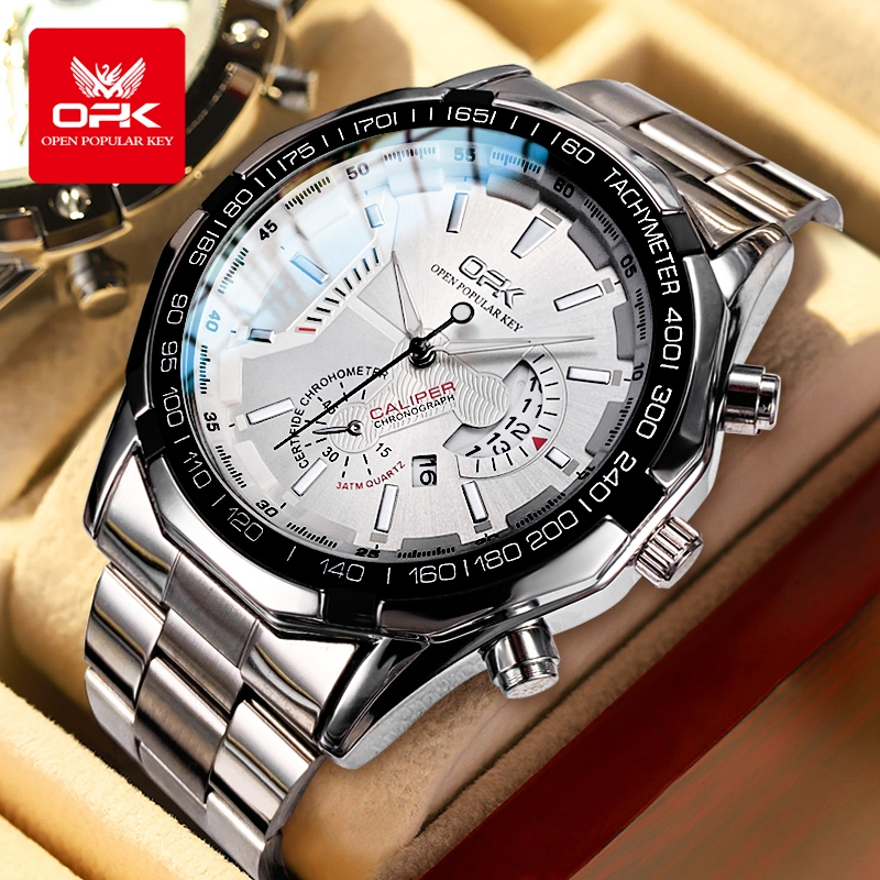 OPK Jam Tangan Pria Anti Air Kuarsa Hitam 8108