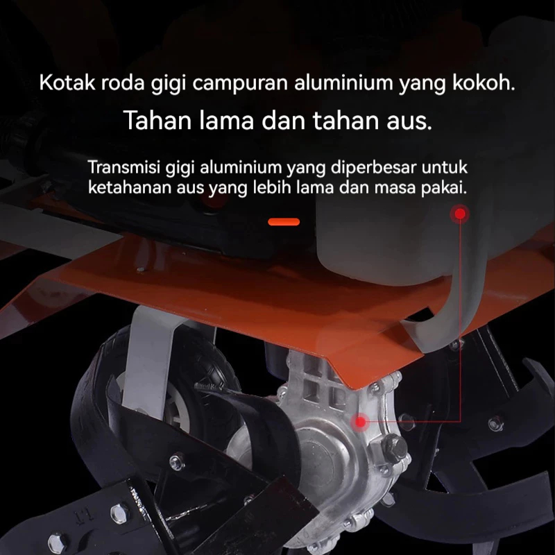 PALING LARIS Reaim Mini Power Cultivator Tiller 52CC 2-Stroke Engine Rotary Mini Tiller Power Tiller