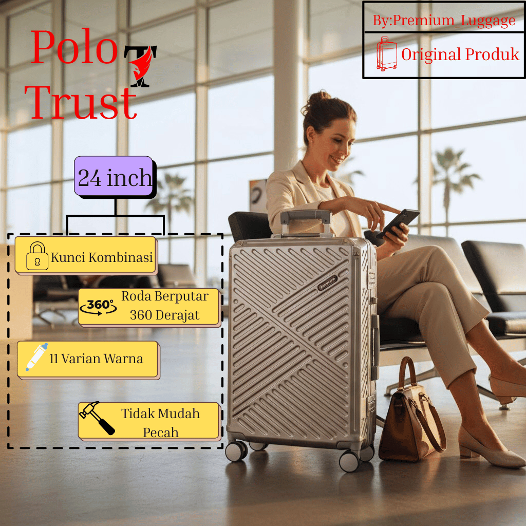 RAMADHAN SALE KOPER 24INCH ALUMINIUM POLO TRUST 7105 TSA LOCK BISA COD