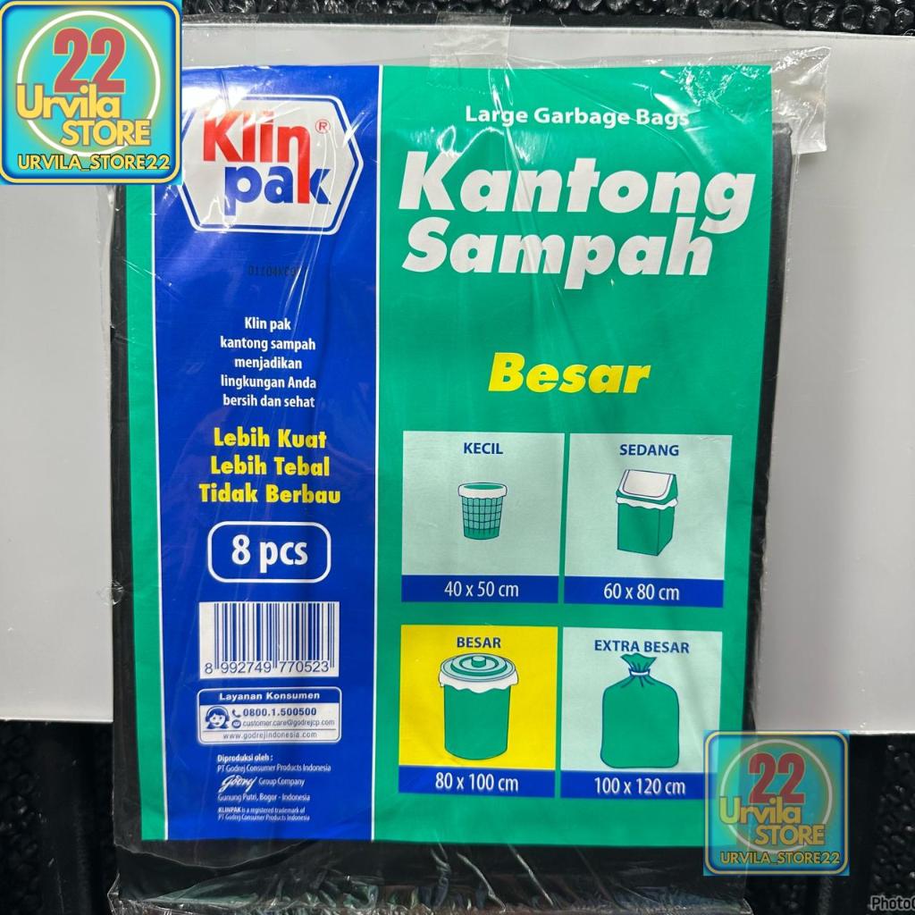 Klinpak - klin pak Plastik Kantong Sampah Besar 80 x 100 cm isi 8 pcs