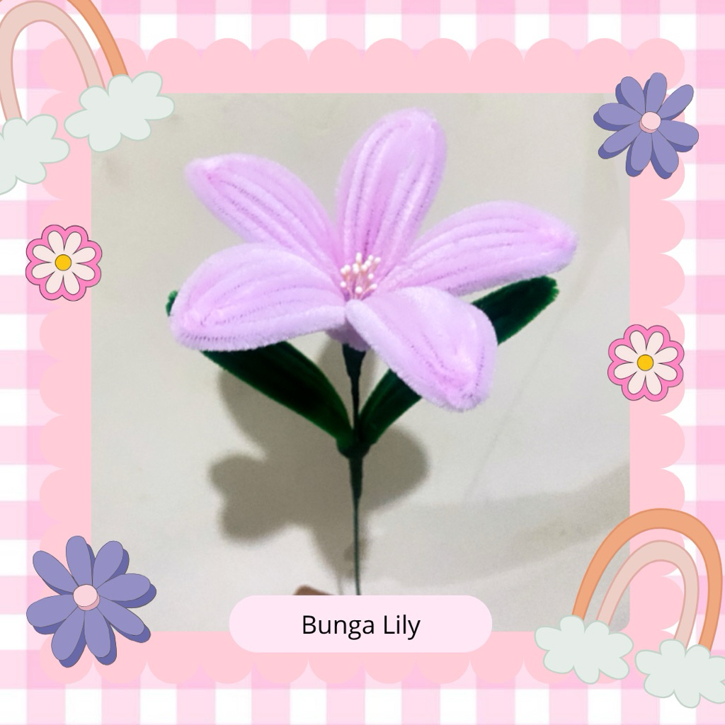 BUNGA LILY Bunga Kawat Bulu Satuan / Bunga Kawat Bulu 1 Tangkai / Bunga Kawat Bulu Pertangkai / Pipe