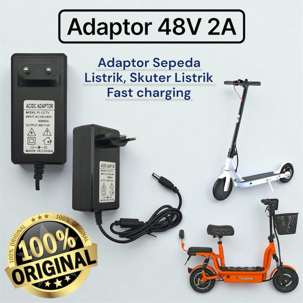 ( COD )100% Original Termurah ada LED Charger 36V Lithium Output 42Volt 3000mAh Scooter Listrik Exot