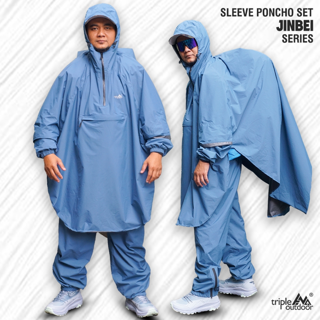 JINBEI SERIES - SLEEVE PONCHO SET POCKETABLE WATERPROOF JAS HUJAN PONCHO UNISEX ANTI AIR FULL SEAM S
