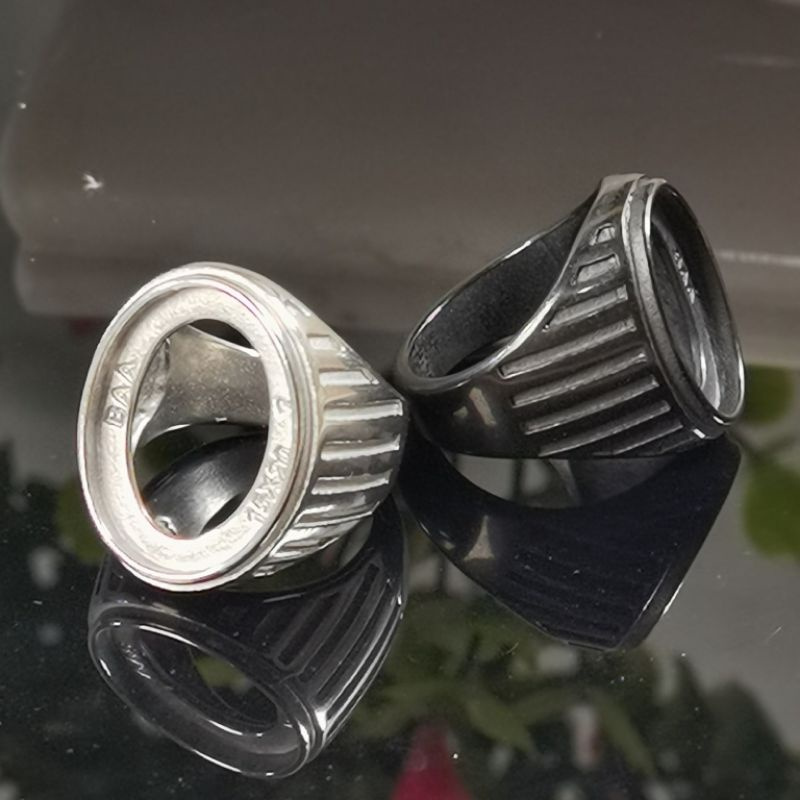RING EMBAN CANGKANG TITANIUM SUPER  SILVER / HITAM  RING TANAM 20x15 - 18x13