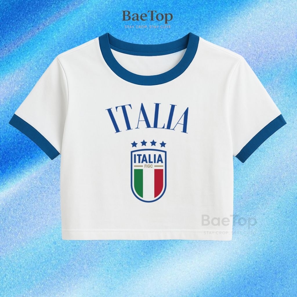 CROP TOP ITALIA RIB BIRU AESTHETIC | CROPTOP | CROP TOP HITAM | CROP TOP PUTIH | CROP Y2K | BOOTLEG 