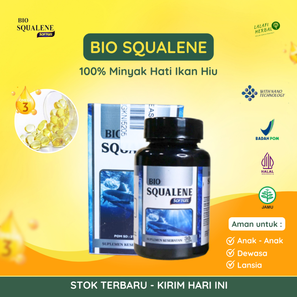 Bio Squalene Suplemen Kesehatan Dewasa - 100% Minyak Hati Ikan Hiu