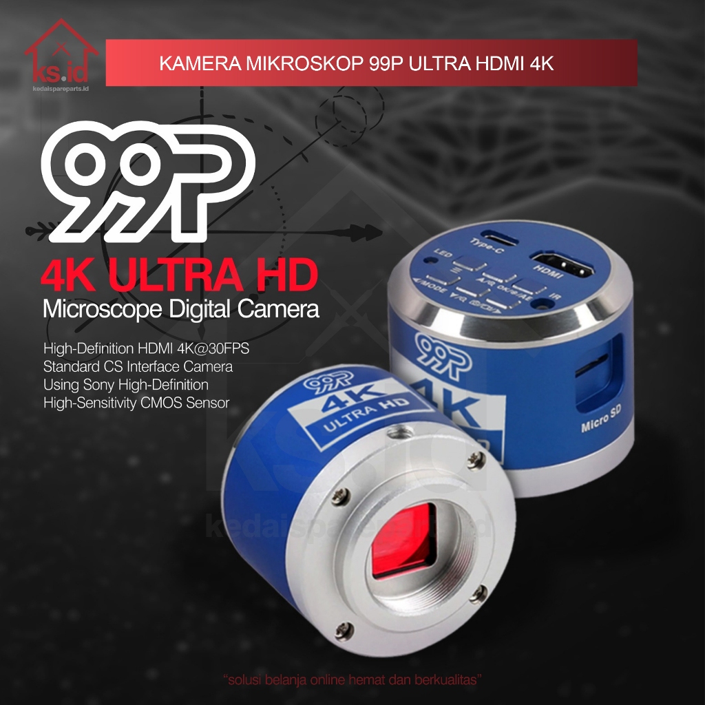 Kamera Mikroskop Trinokuler 4K Ultra HD Versi Terbaru Bulat / Kotak / Kamera MIKROSKOP HDMI 4K - Kua