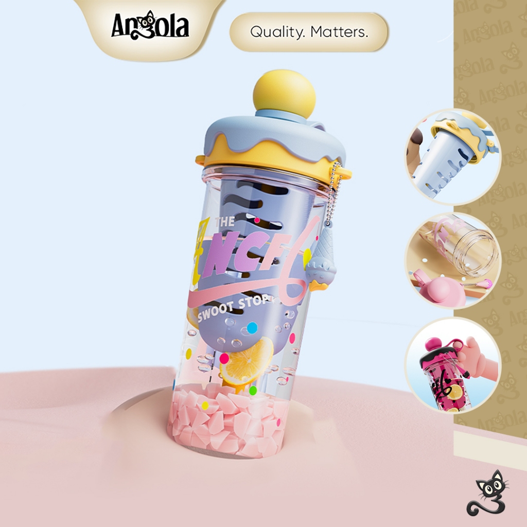ANGOLA Botol Minum Infused Water W13 Tumblr Es Krim 825ml Tahan Panas & Dingin Desain Lucu