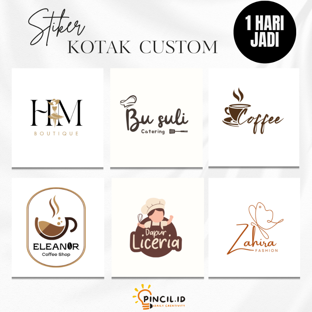 Cetak Stiker Kotak Custom, Stiker Square Lucu & Estetik, Stiker Label Makanan, Stiker Logo Makanan, 