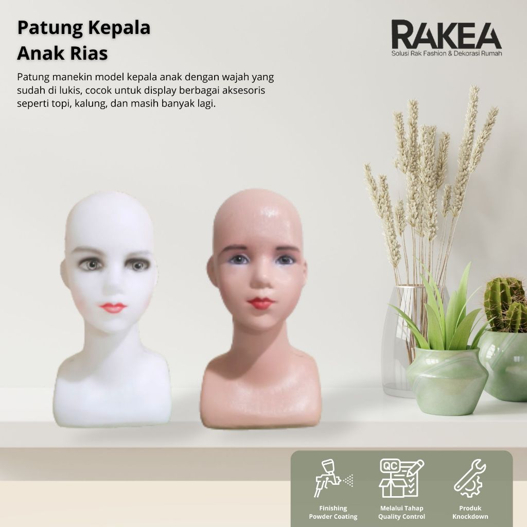 Manekin Kepala Anak Rias - Patung Kepala Plastik / Manekin Kepala Plastik / Manekin Display Kepala A