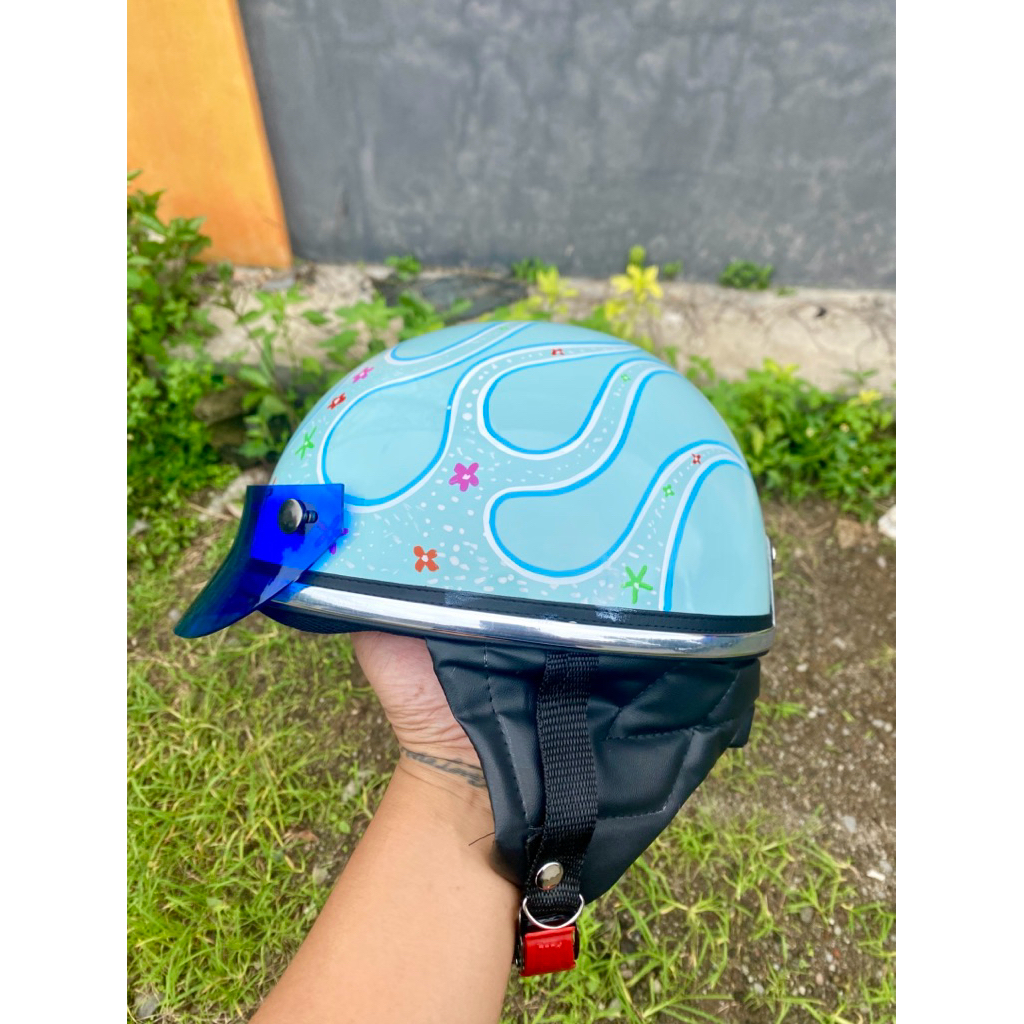 HELM CHIPS CUSTOM MOTIF BUNGA API