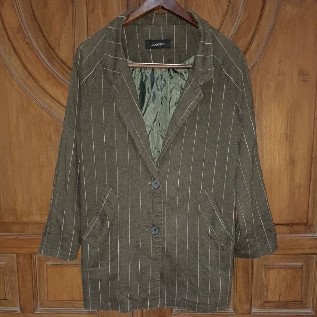 PRELOVED PAPRIKA Blazer Wanita Hijau Army Salur Bigsize LD 100 (Reject)