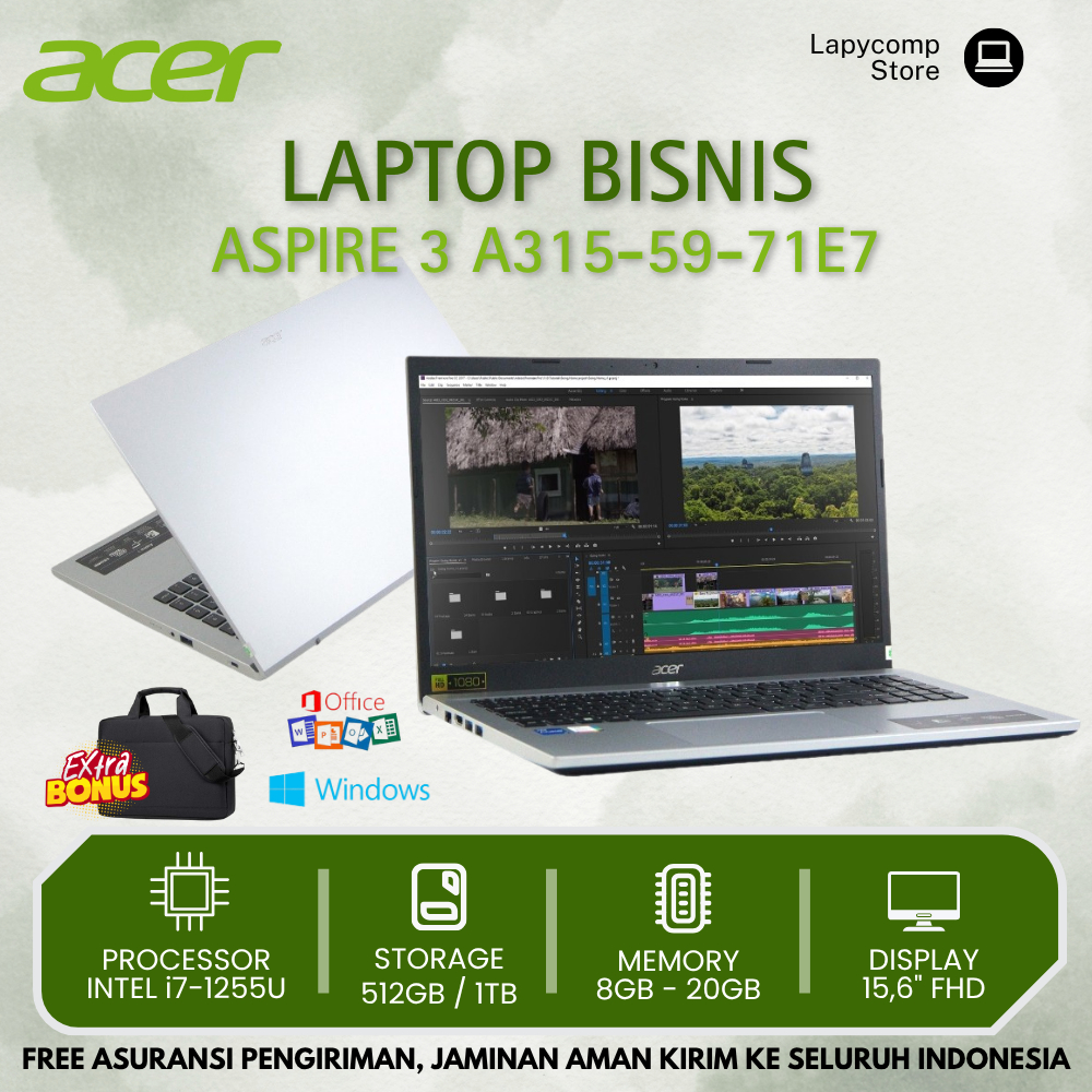 Acer Aspire 3 A315-59 Laptop 15.6" Intel i5-1235U RAM 8GB SSD 512GB Silver