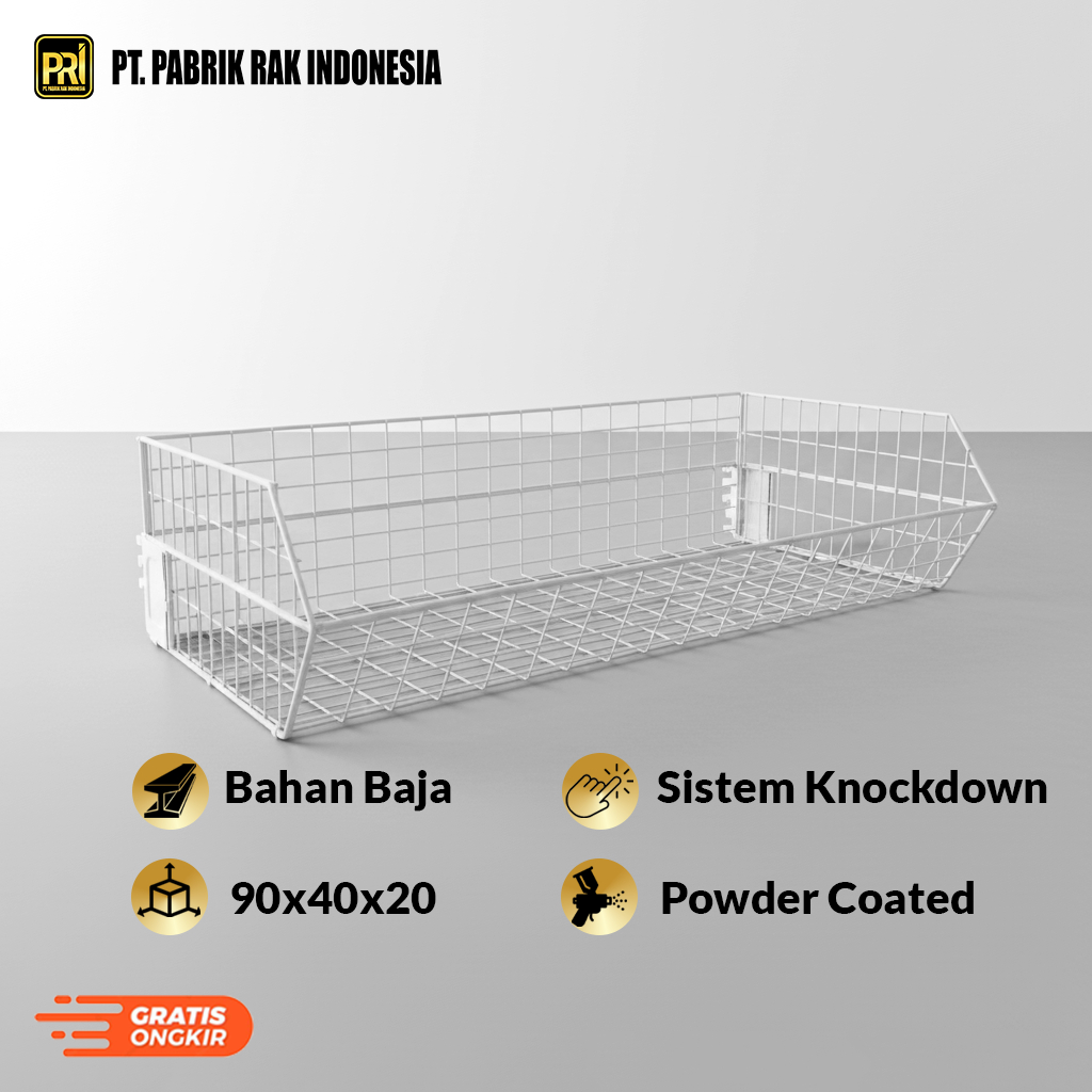 Keranjang Rak Gondola Baja Anti Karat Lipat Super Kokoh Basket Display Minimarket Harga Pabrik PT Pa