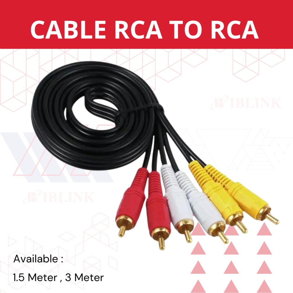 KABEL RCA 3 TO RCA 3 3 METER / VIDEO AV / KABEL MERAH PUTIH KUNING 3M /Kabel Rca 3 ke 3 Jack Audio V