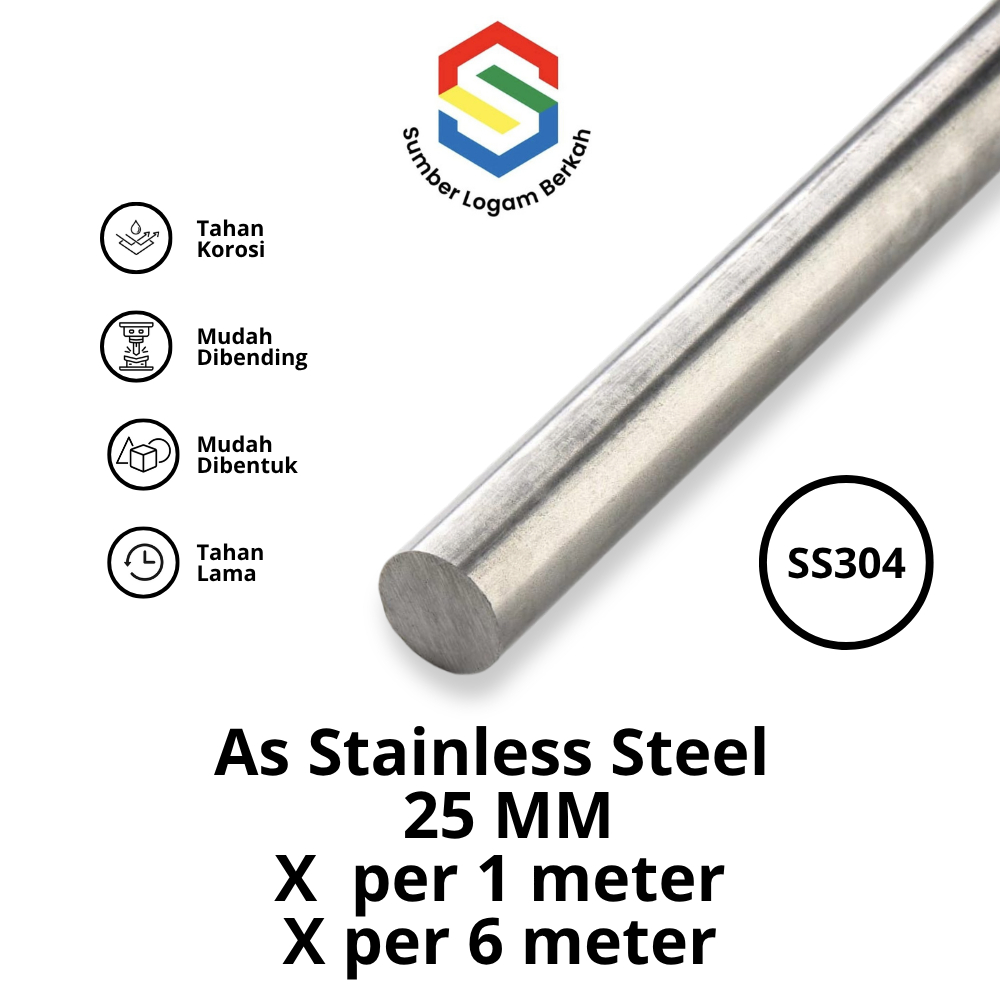 As 25 mm stainless steel 304