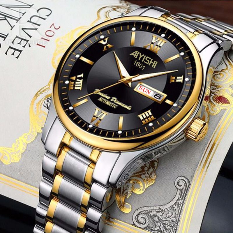 Jam Tangan Pria AIYISHI Original Import - Automatic Swiss, Tahan Air, Fitur Luminescent & Kalender, 