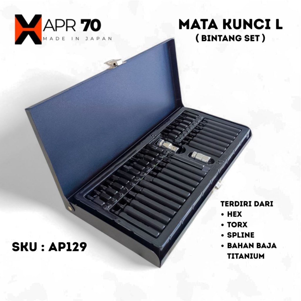 XAPR ORIGINAL Mata Kunci L Bintang 10MM Bit Star Hex Spline Set 40PCS AP129 garansi 5thn