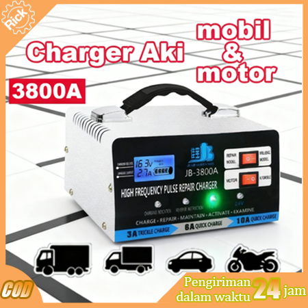 12 volt/24 volt 400 watt 3800 Ah, charger perbaikan baterai cerdas otomatis penuh untuk mobil, seped