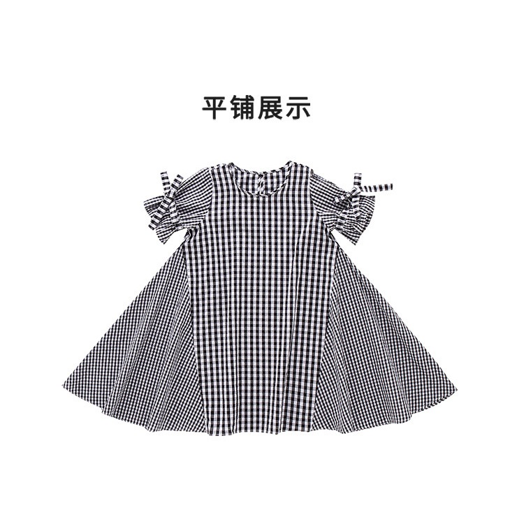 Dress Anak Perempuan Korea Terbaru 2025 Lengan Pendek Motif Kotak Kotak Setelan Usia 5 Tahun Ke Atas