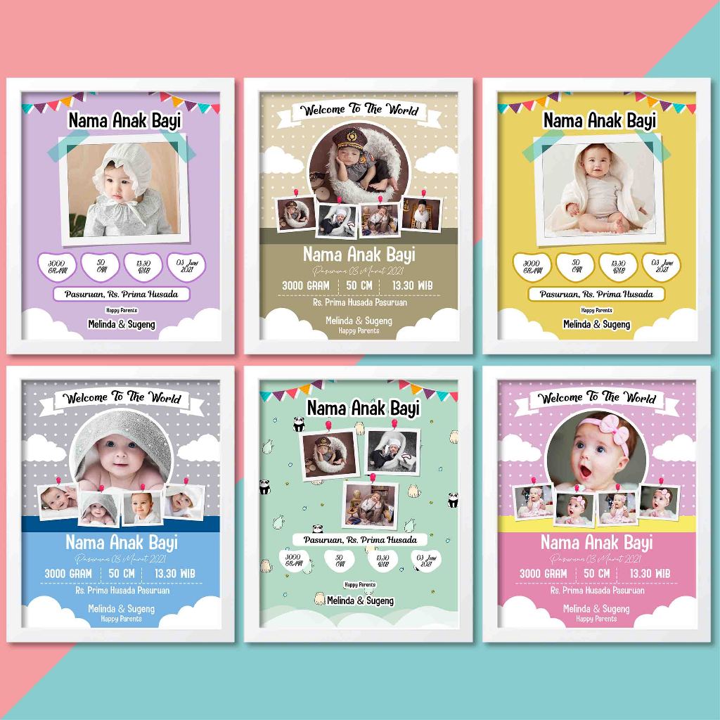 Cetak Photo Biodata Bayi Bingkai Kayu Mdf 20X30Cm
