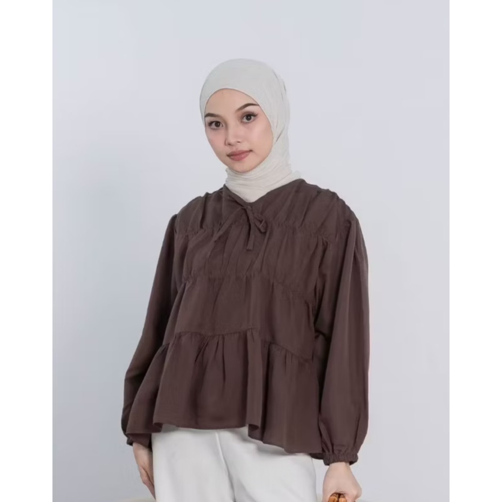 FREYA RUBBER BLOUSE kerut dada polimicro import adem