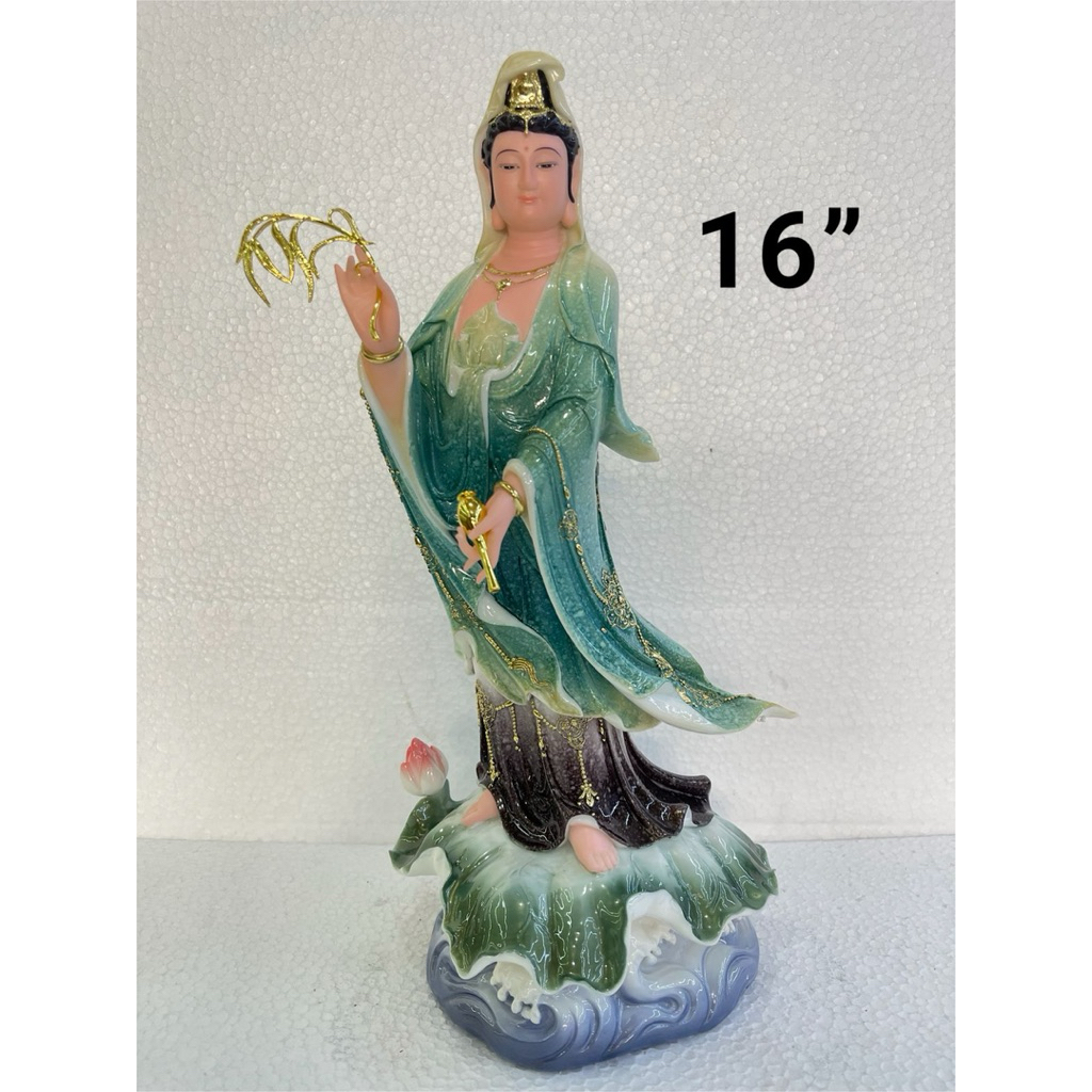 patung Dewi kwan im berdiri / guan yin berdiri 16in semi keramik