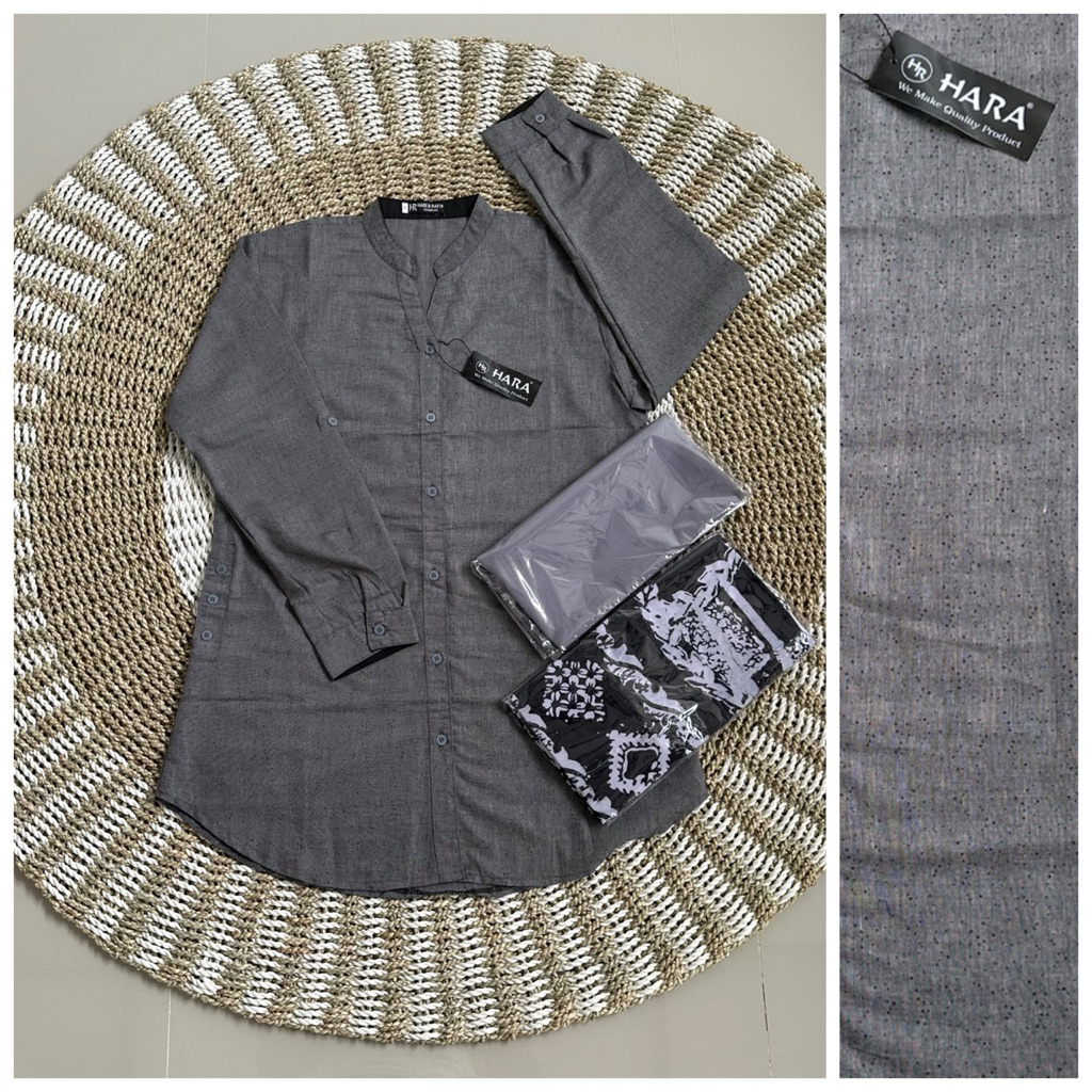 Stelan Tunik Hara Motif Bintik + Sarung Aqil + Hijab