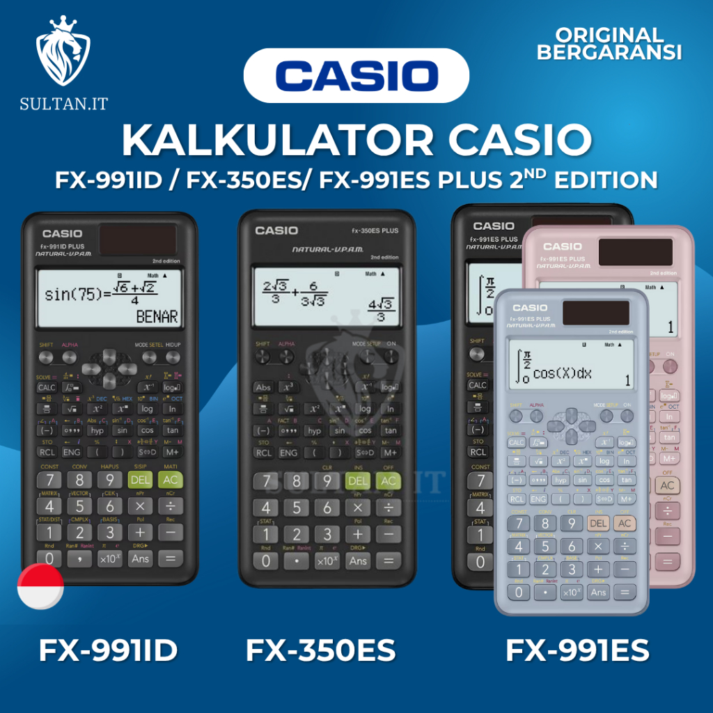 CALCULATOR CASIO FX 991 ID PLUS / FX 991 ES PLUS BLACK BLUE PINK KALKULATOR CASIO 991-ID 991-ES 991I