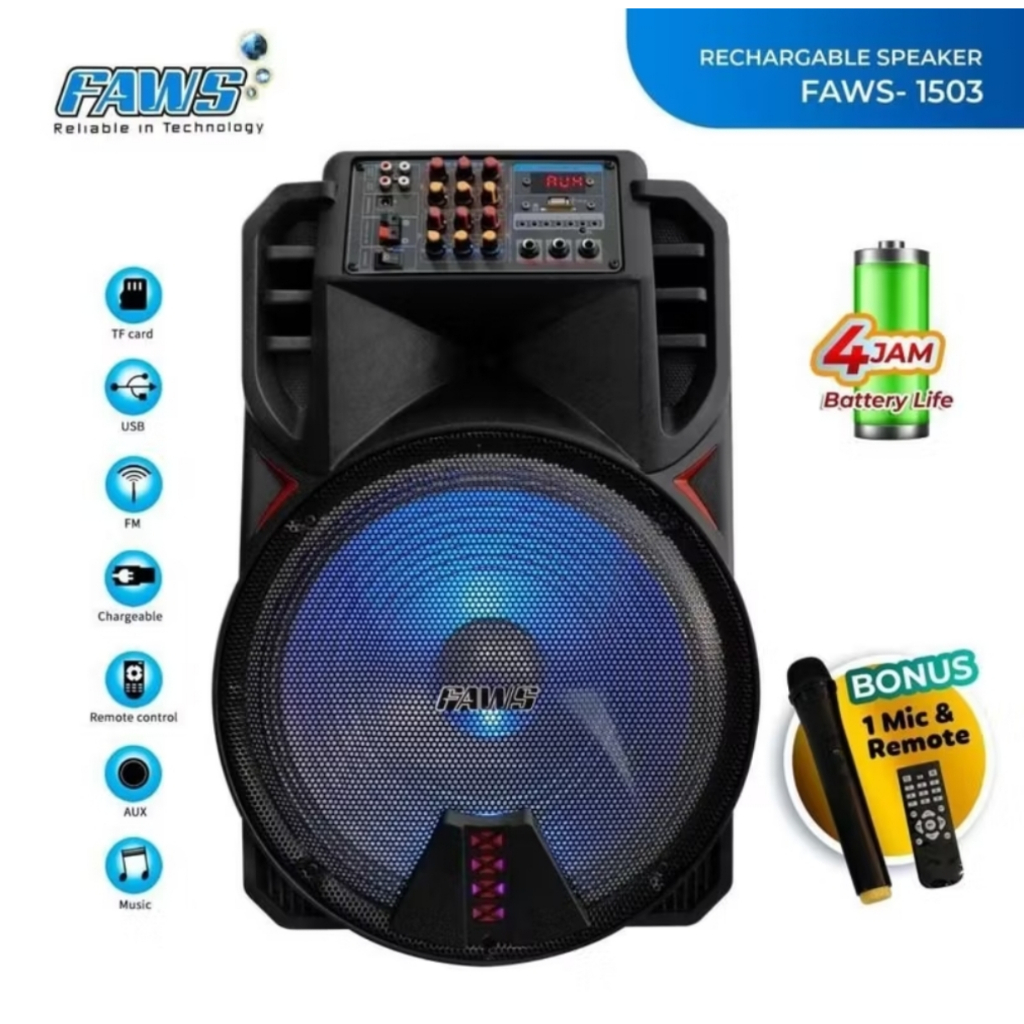 Speaker portable 15 inch faws 1503