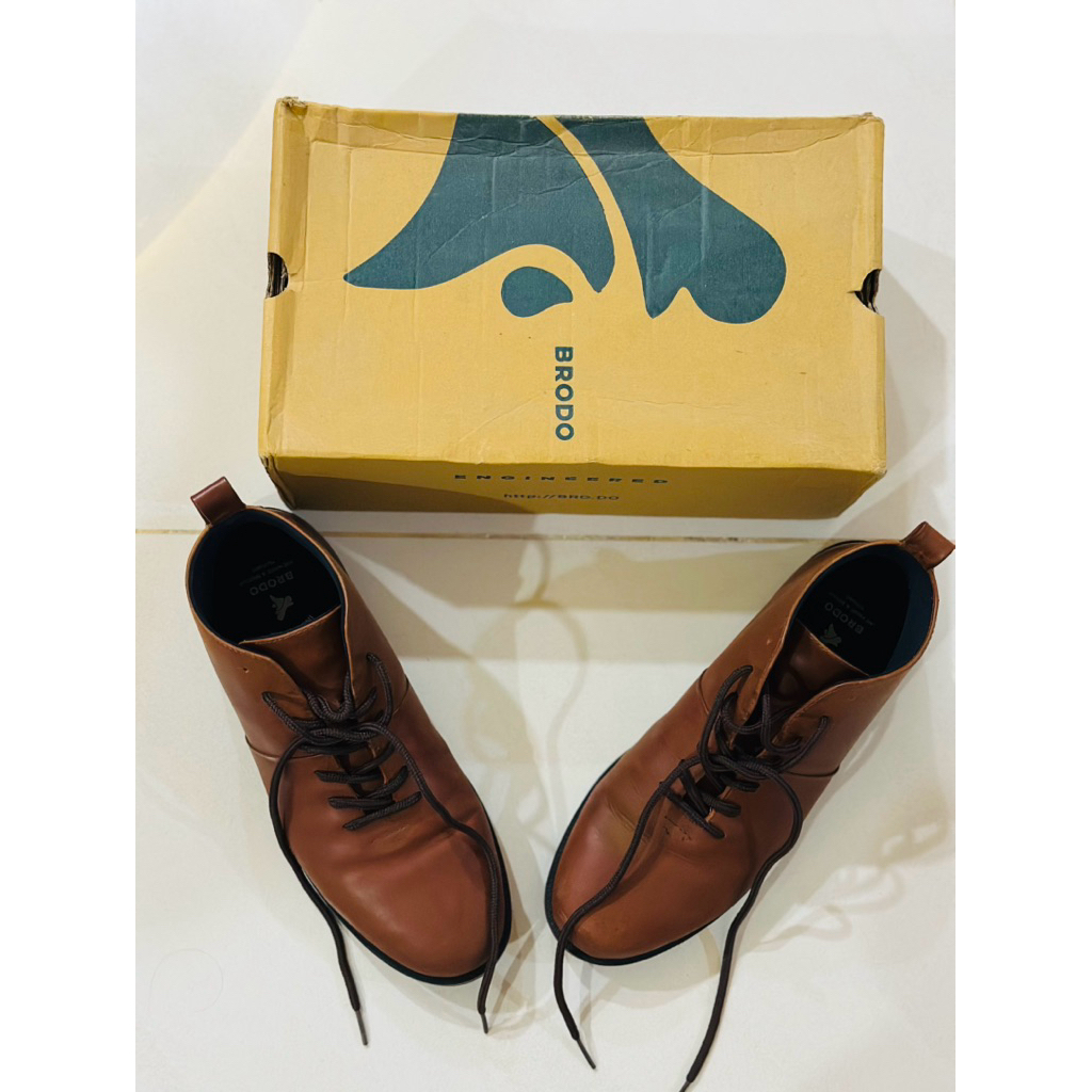 Preloved sepatu pria branded merk BRODO signore vintage brown BS size 42