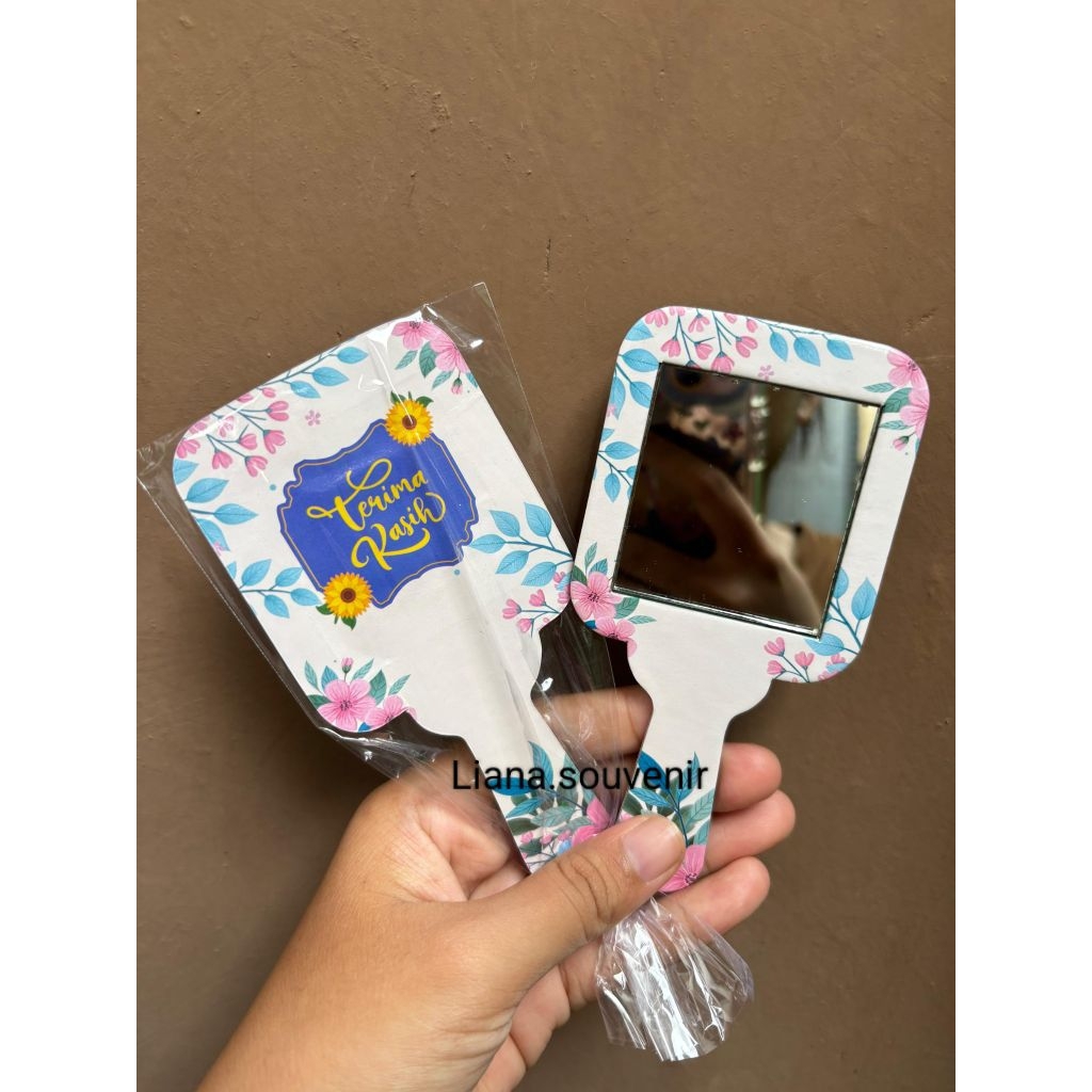 Souvenir Kaca Gagang Motif Cantik BUNGA DAUN PUTIH kemas Plastik