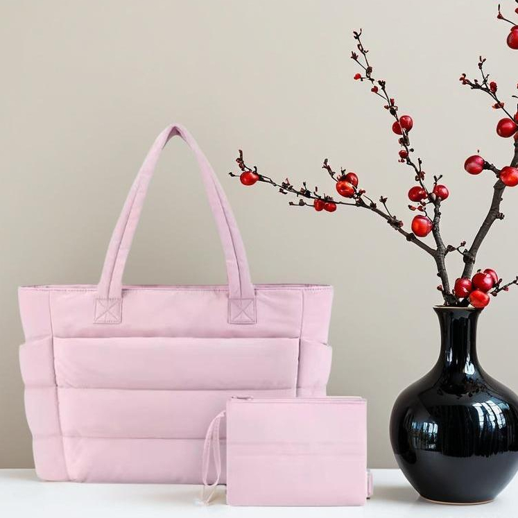 Mr.Pluffy - Tote Bag Laptop | Shoulder Bag Puffy ALEXIS Premium | Tas Bahu Quilted Gummy Water Proof