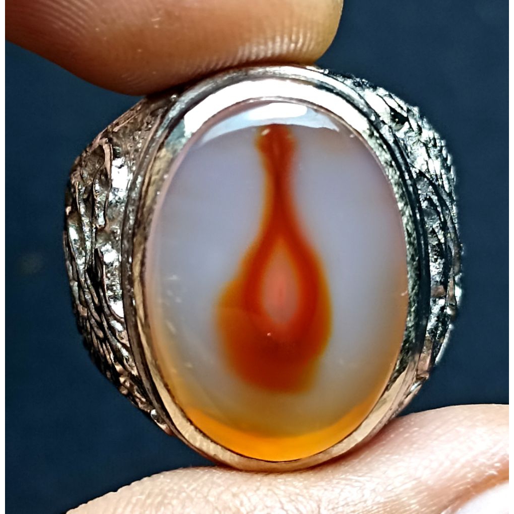 CINCIN BATU AKIK SULAIMAN MOTIF ANTIK MERAH