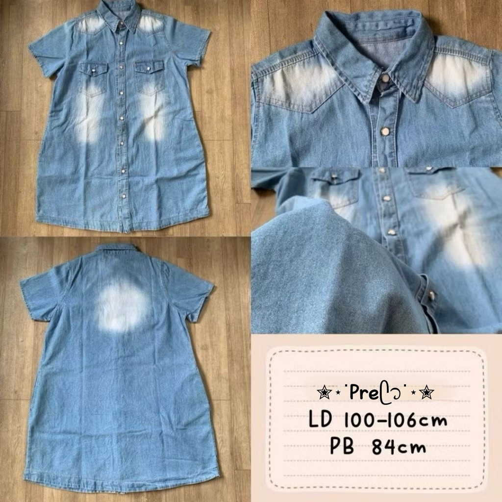 Dress Denim Wanita Lengan Pendek