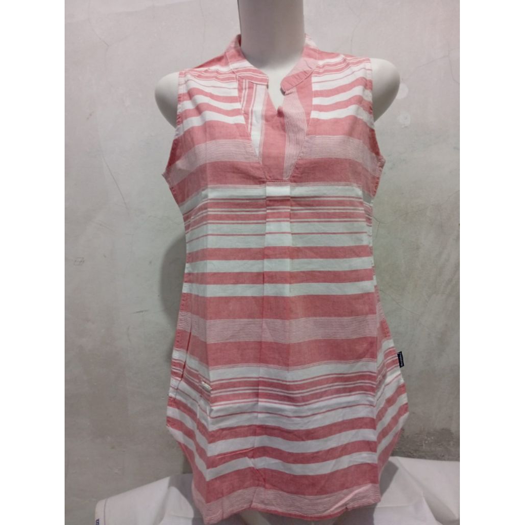 Murah Blouse Baju Wanita Tank Top MPD Emba Stripe Pink Size L Dan XL