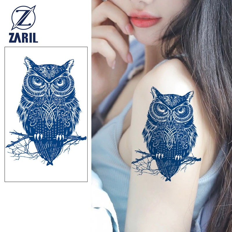 (SEMI PERMANEN) TAHAN 2-3 MINGGU fruit ink Tattoo SERI GZ 279 BURUNG HANTU size 18x11cm Tato Tempore