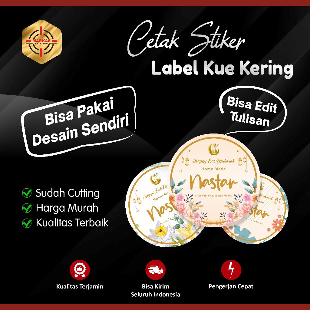 Stiker Kue Custom | Sticker Kue Kering Lebaran | Stiker Label Kue Kering