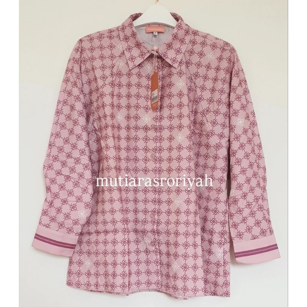 READY STOCK Ria Miranda Monogram Shirt Pink Blue Arsha Top Blouse Riamiranda Baju