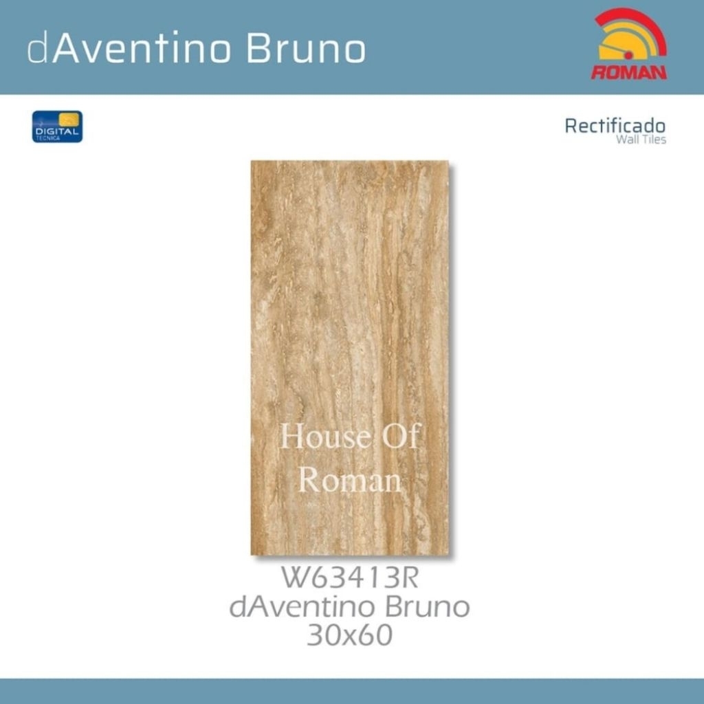 Roman Keramik Dinding 30x60 dAventino Bruno / Dinding Motif Travertine / Dinding Kamar Mandi Motif M