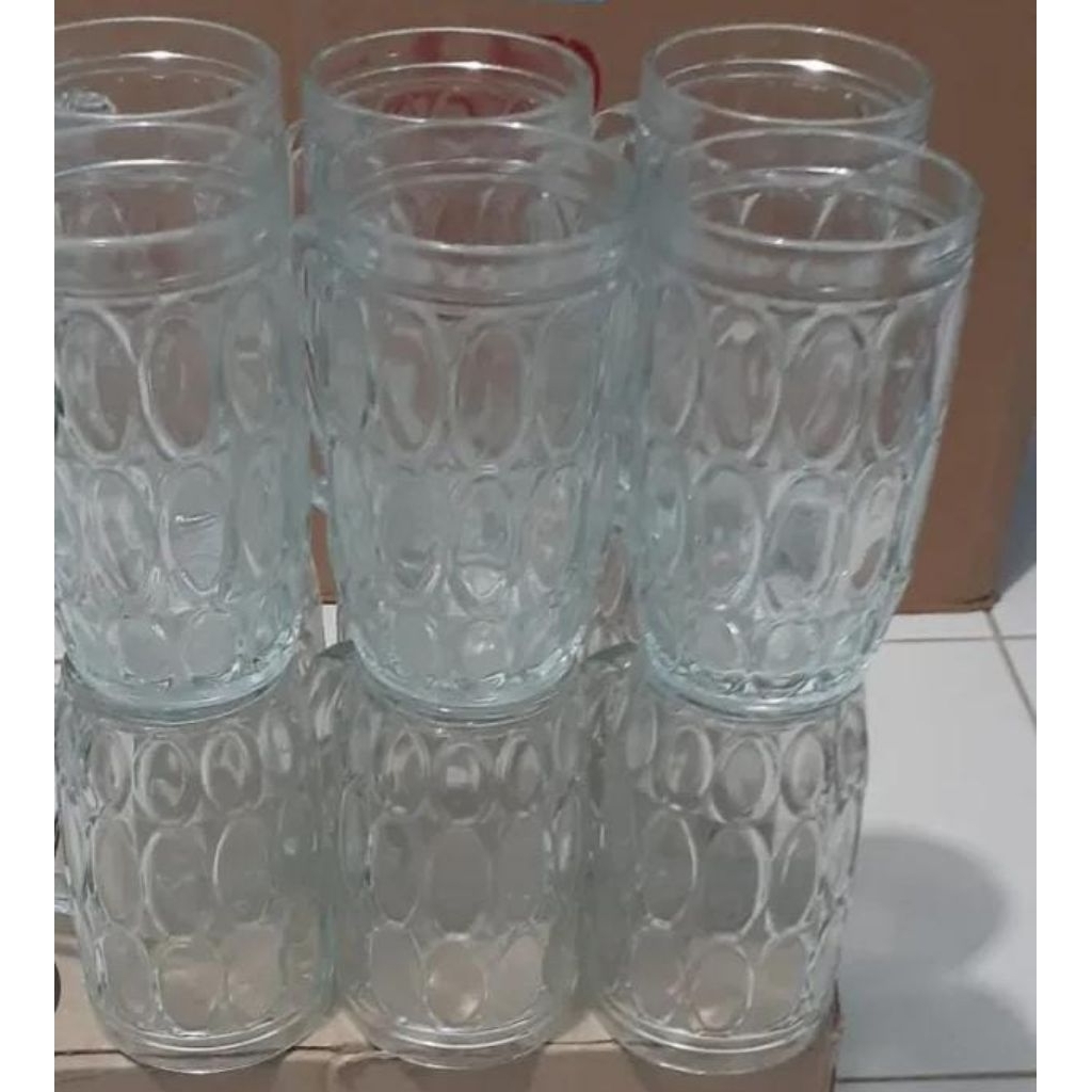 Gelas Beling/Kaca Gagang Quality Premium 1/2 Lusin