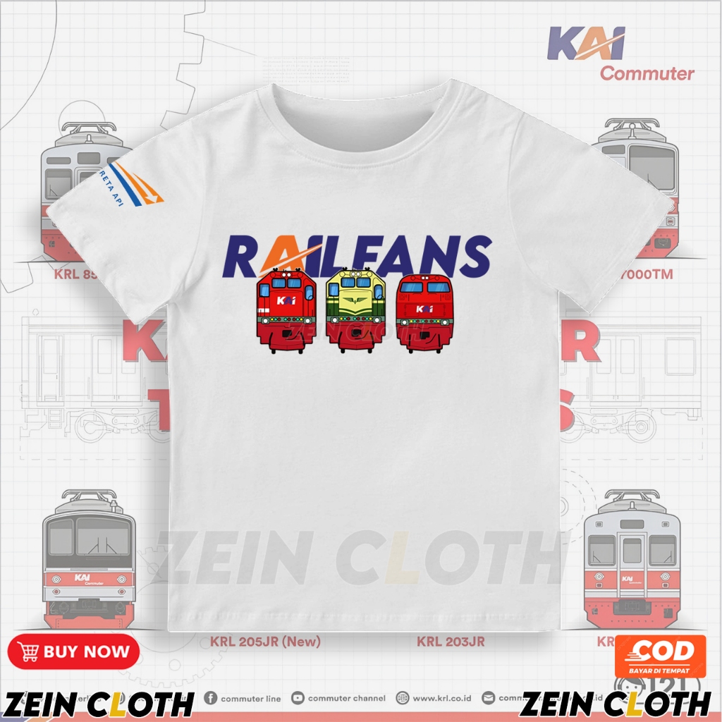 Kaos Anak Lokomotif Spesial Livery KAI / Baju Lokomotif KAI Anak RAILFANS