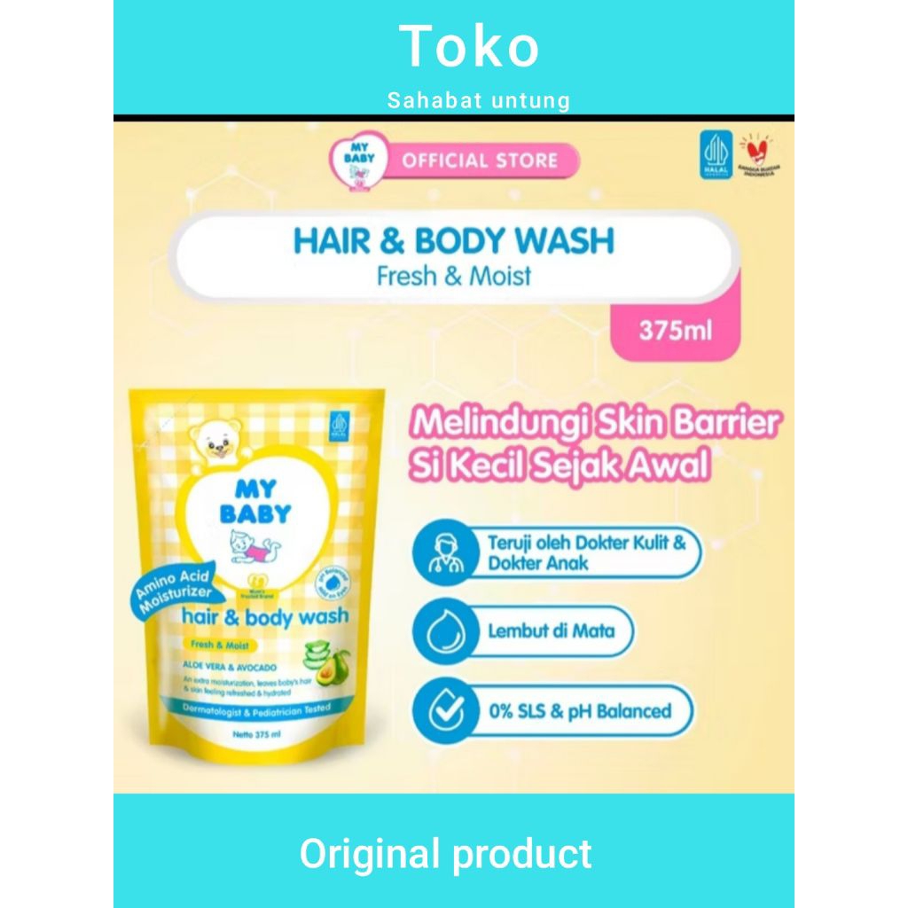 my baby hair and bodywash refil 375 ml/sabun cair bayi my baby