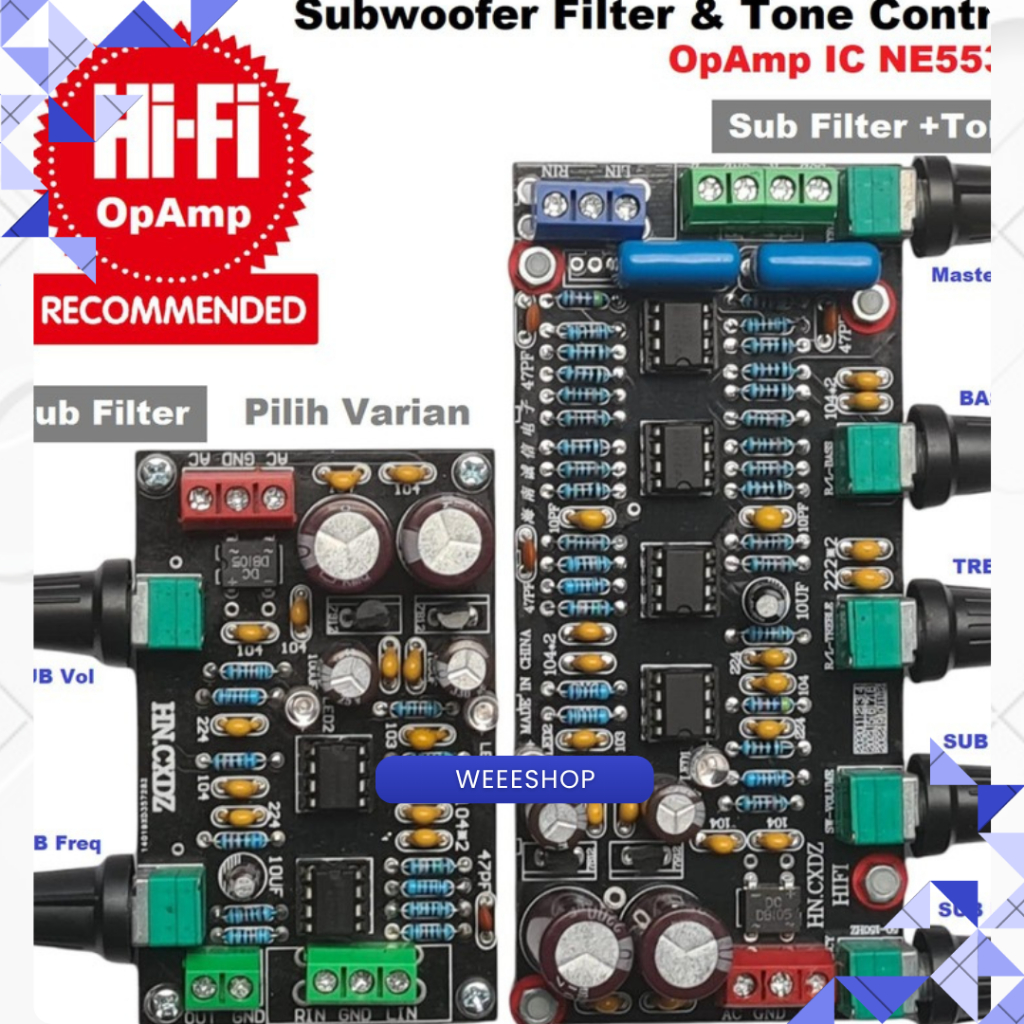 Preamp HiFi 2.1 Stereo + Subwoofer | Bass Tone Control | LFE Filter Audio