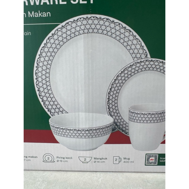 delicia dinner set isi 8 set makan piring makan