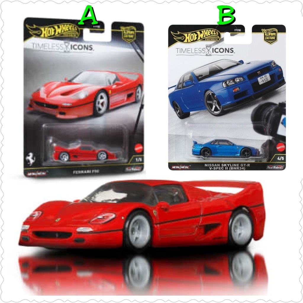 Hot Wheels Timeless Icons New Casting Ferrari F50 Nissan Skyline GT-R R34 V-Spec II