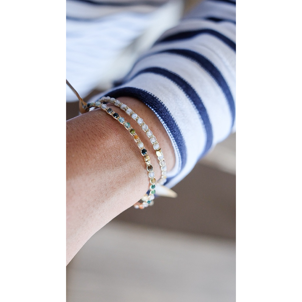 Gelang untaian tali emas dari batu alam cantik kekinian