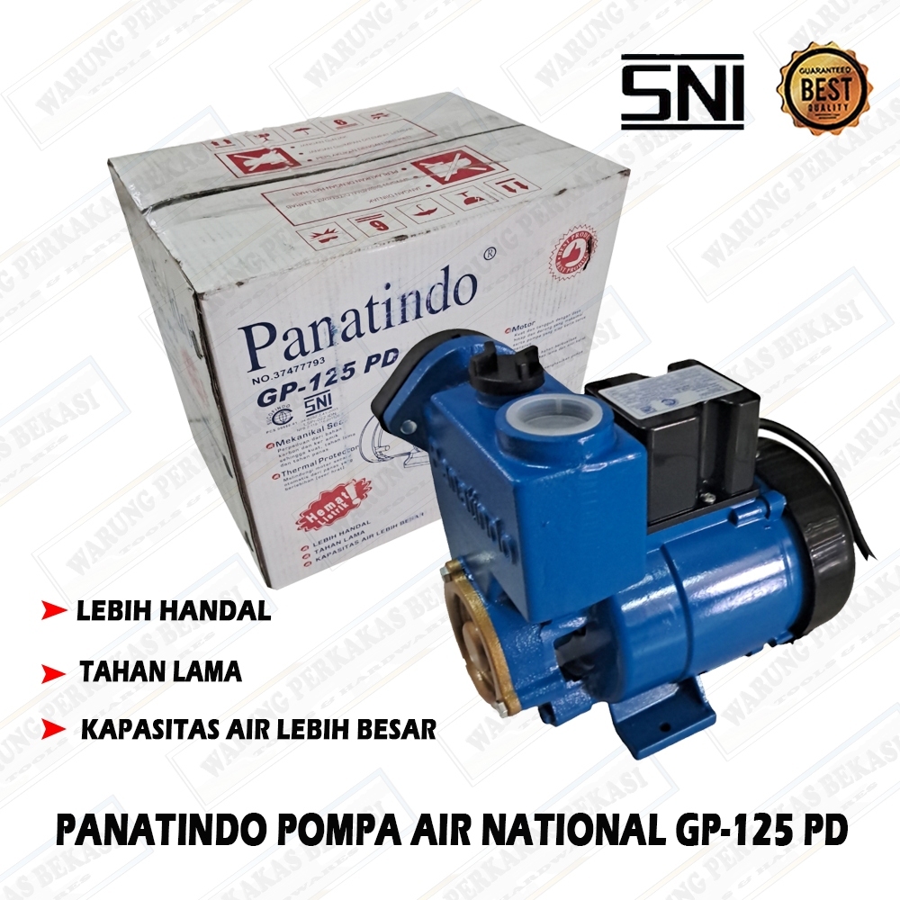 National Pompa Air 1" Listrik Sumur Bor Rumah Electric Water Pump Ukuran Pipa 1 Inch GP-125 PANATIND