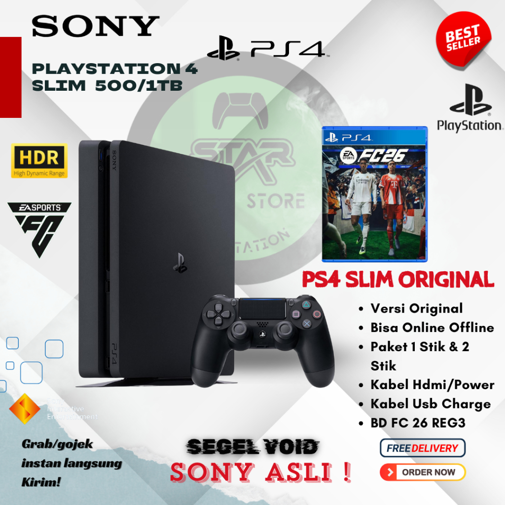 Sony Ps4 Slim Playstation 4 Slim 500-1Tb Firmware Original + Bd Fc 26 Region 3 Asia